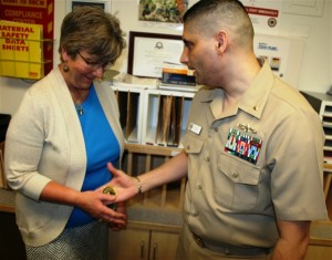 support our troops us navy lt presents his personal coin