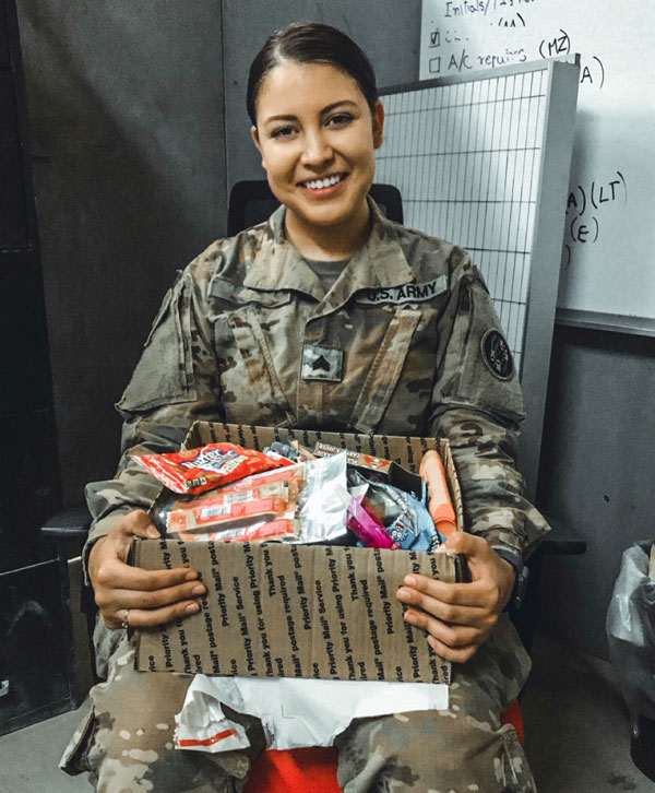 Thank you so much for sending my care package. Hearing that I have mail while deployed makes a world of difference, even more when it’s from back home. The letters and cards were beautiful, I appreciate it more than you know!! ~~ SGT Reanna [ ]